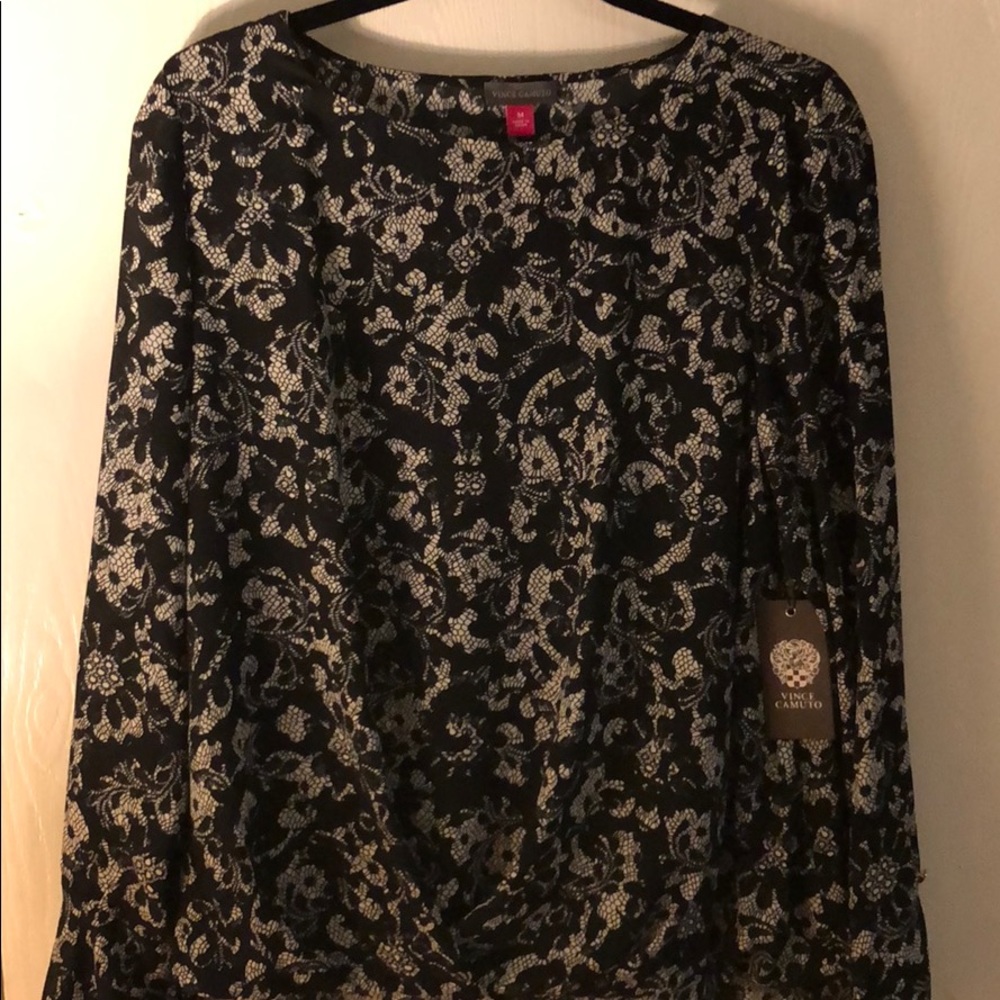 Vince Camuto Black bell sleeve blouse